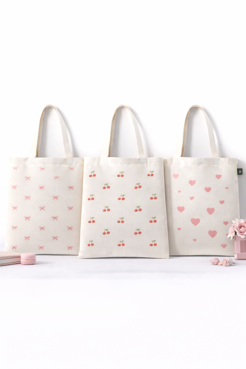 COMBO C-1 , Coquette Aesthetic Canvas Tote Bags