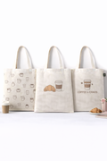 COMBO D-1 ,Café Girl Print Canvas Tote Bags