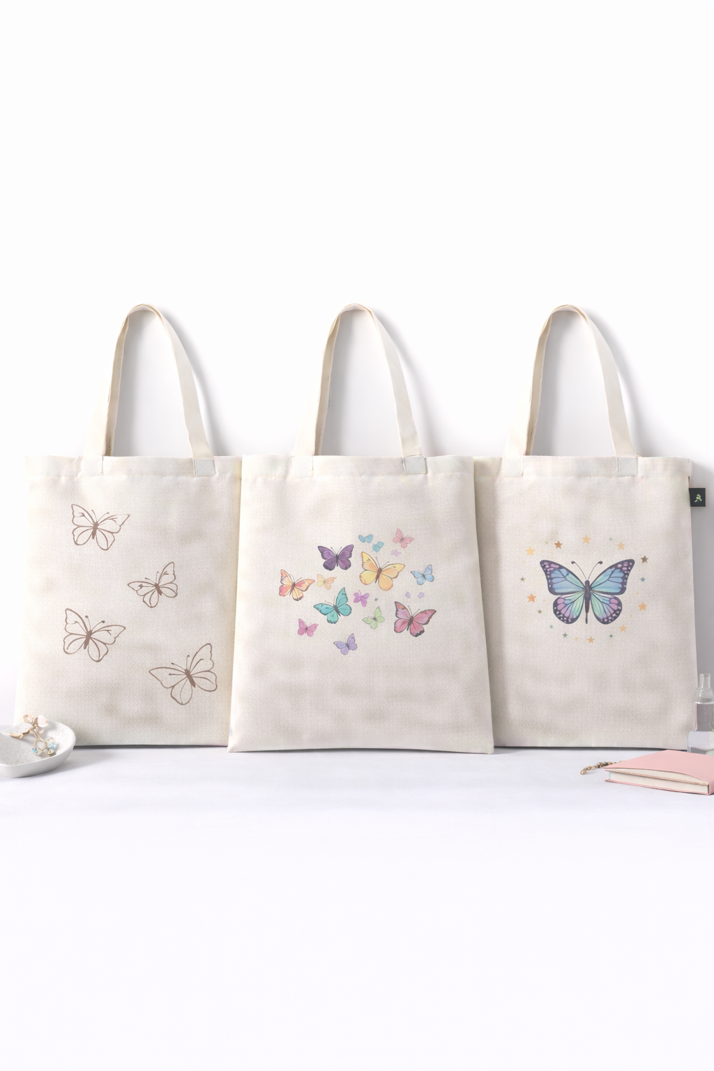 COMBO E-1 ,Butterfly Aesthetic Canvas Tote Bags
