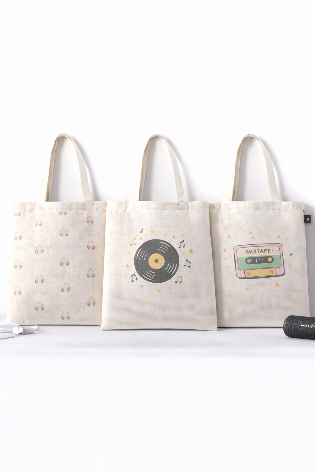 COMBO G-1 , Music Aesthetic Canvas Tote Bags