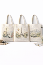 COMBO M-1 , Ocean Aesthetic Canvas Tote Bags