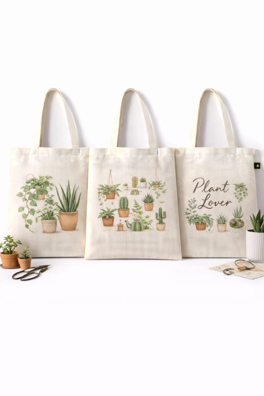 COMBO N-1 , Cute Fruit Print Canvas Tote Bags