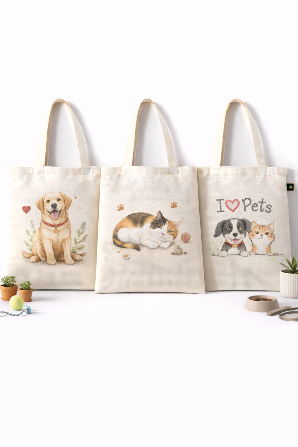 COMBO O-1 , Pet Lover Canvas Tote Bags