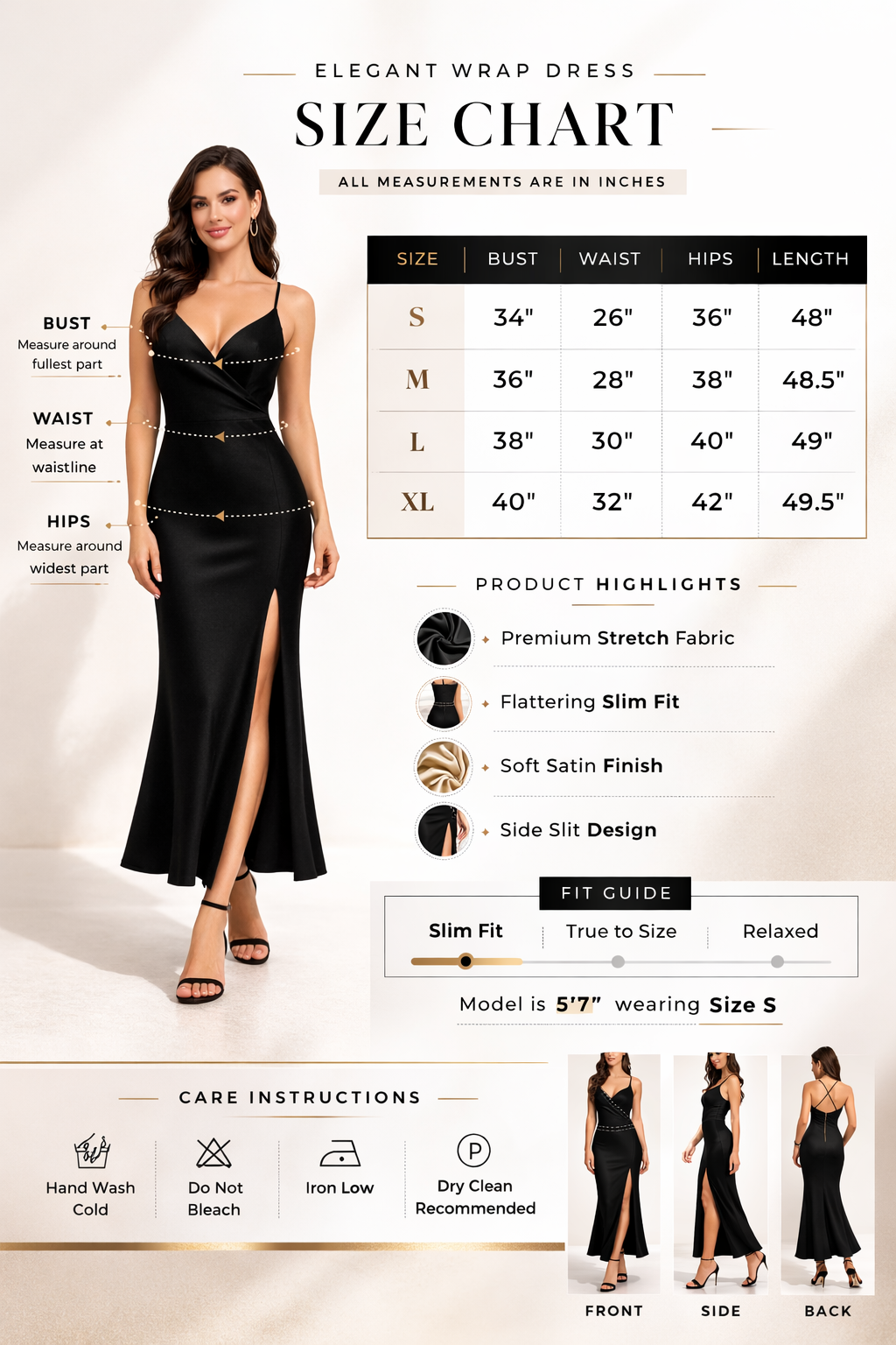 Elegant Slim Fit Black Evening Dress