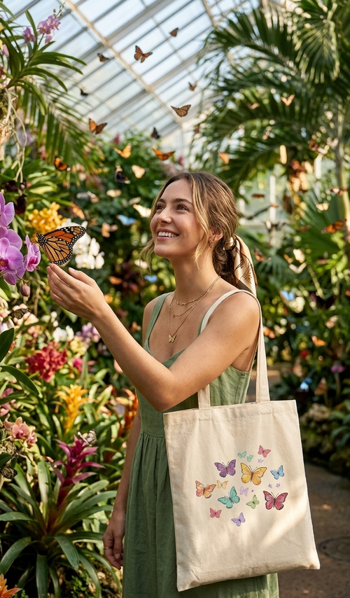 COMBO E-1 ,Butterfly Aesthetic Canvas Tote Bags