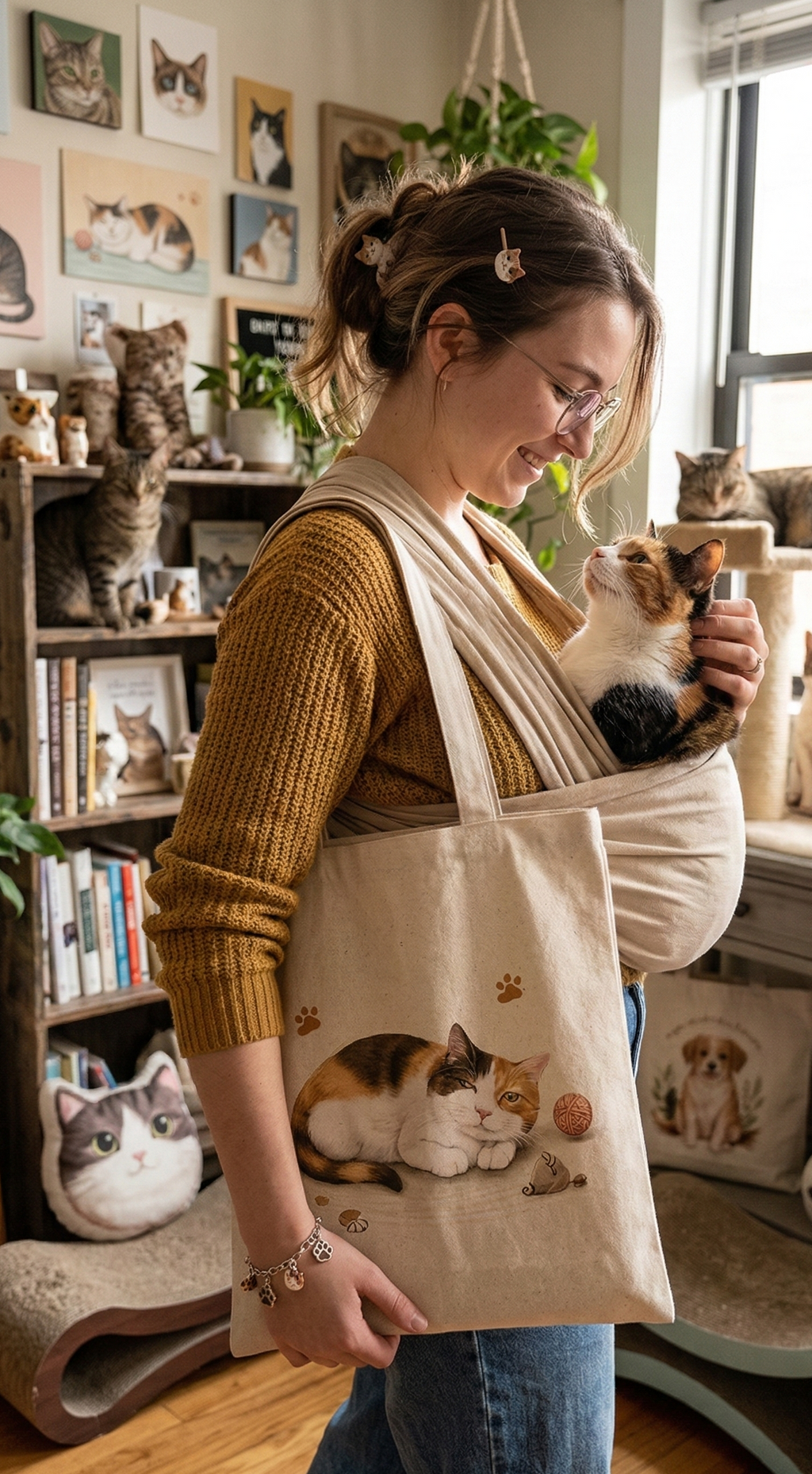 COMBO O-1 , Pet Lover Canvas Tote Bags