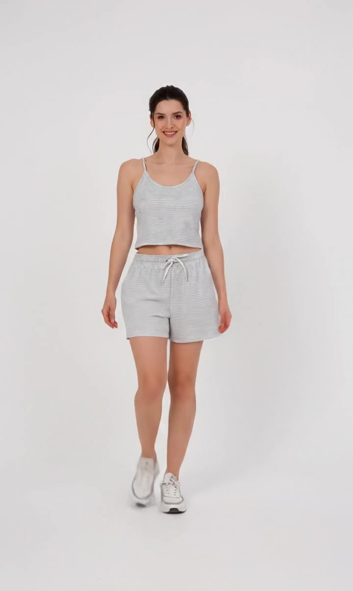 Soft Striped Tank Top & Shorts Co-ord Set